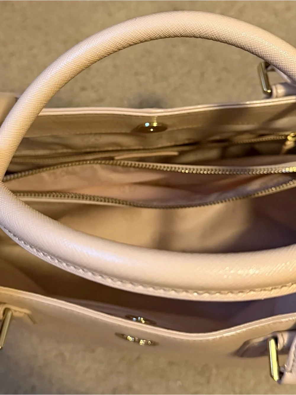 Tory Burch Cream Leather Satchel with Gold Logo